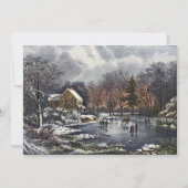 Weihnachten, Frühe Winter Skater auf einem Teich Einladung (Vorderseite)