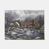 Weihnachten, Frühe Winter Skater auf einem Teich Fußmatte (Vorderseite)