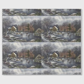 Weihnachten, Frühe Winter Skater auf einem Teich Geschenkpapier (Flach)