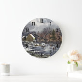 Weihnachten, Frühe Winter Skater auf einem Teich Große Wanduhr (Zuhause)