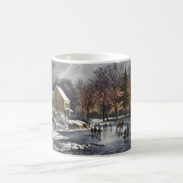 Weihnachten, Frühe Winter Skater auf einem Teich Kaffeetasse