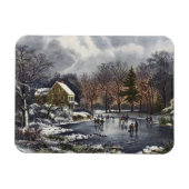Weihnachten, Frühe Winter Skater auf einem Teich Magnet (Horizontal)