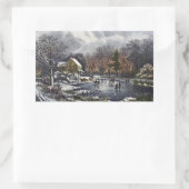 Weihnachten, Frühe Winter Skater auf einem Teich Rechteckiger Aufkleber (Tasche)