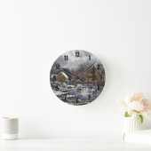 Weihnachten, Frühe Winter Skater auf einem Teich Runde Wanduhr (Zuhause)