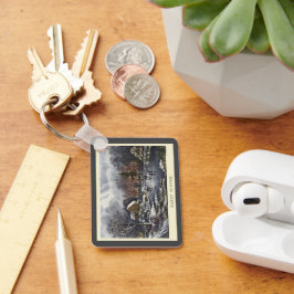 Weihnachten, Frühe Winter Skater auf einem Teich Schlüsselanhänger