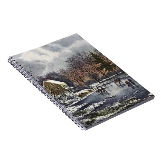 Weihnachten, Frühe Winter Skater auf Teich Notizblock (Rechte Seite)