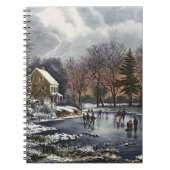 Weihnachten, Frühe Winter Skater auf Teich Notizblock (Vorderseite)