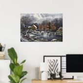 Weihnachten, Frühe Winter Skater auf Teich Poster (Heimbüro)