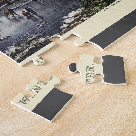 Weihnachten, Frühe Winter Skater auf Teich Puzzle (Seite)