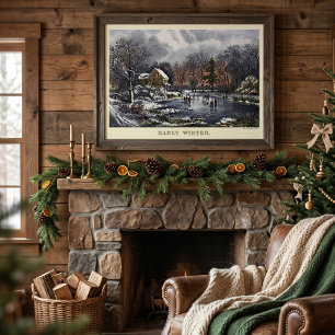 Weihnachten, Früherer Winter mit Eis-Skatern Poster
