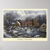 Weihnachten, Früherer Winter mit Eis-Skatern Poster (Vorne)