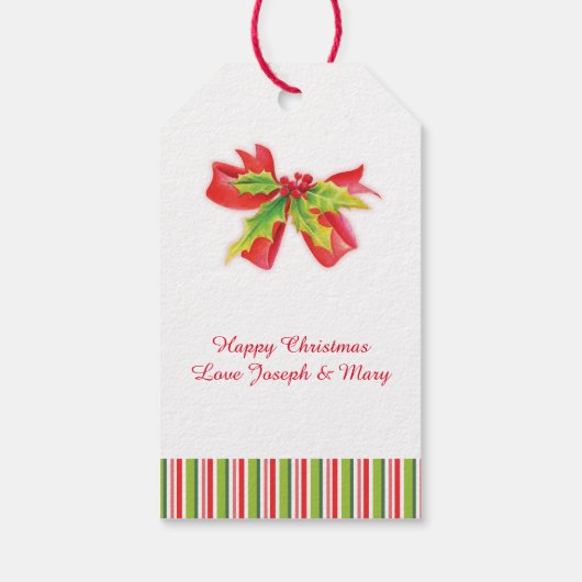 Weihnachten fügen Sie Ihr eigenes Foto rot grün Ge Geschenkanhänger (Rückseite)