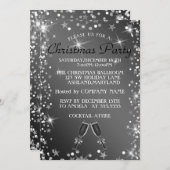 Weihnachten Funkelnd Silberglas Champagner Einladung (Vorne/Hinten)
