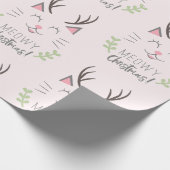 Weihnachten| Funny Cat with Antlers Pattern Geschenkpapier (Ecke)