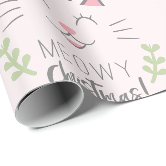 Weihnachten| Funny Cat with Antlers Pattern Geschenkpapier (Rolleneckpunkt)