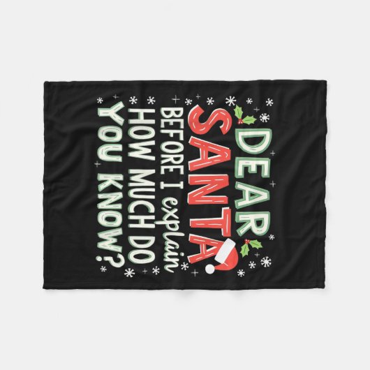 Weihnachten Funny Lieber Weihnachten, bevor ich er Fleecedecke (Vorderseite (Horizontal))