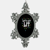 Weihnachten Funny Niedlich Lasst uns Lit bekommen Schneeflocken Zinn-Ornament (Links)