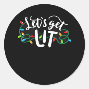 Weihnachten Funny Pajamas Let's Get Lit Christmas Runder Aufkleber