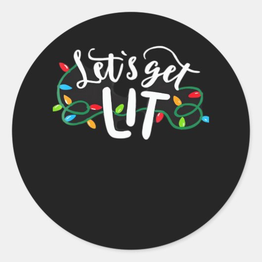 Weihnachten Funny Pajamas Let's Get Lit Christmas Runder Aufkleber (Vorderseite)