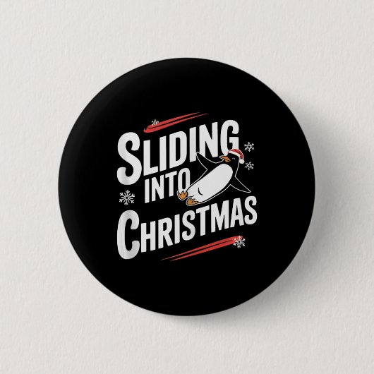Weihnachten - Funny Pinguin Weihnachten Button (Vorderseite)