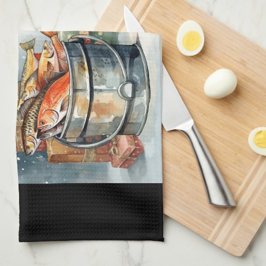 Weihnachten für Angelfreunde Geschirrtuch (Viertel Falte)