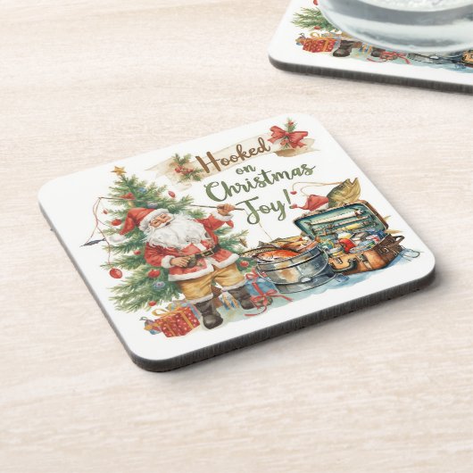 Weihnachten für Angelfreunde Getränkeuntersetzer (Linke Seite)