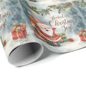 Weihnachten für Angelfreunde mit dem Weihnachtsman Geschenkpapier (Rolleneckpunkt)