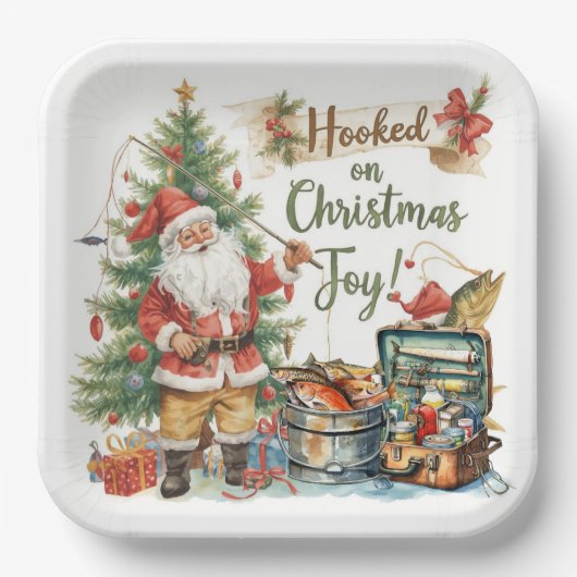 Weihnachten für Angelfreunde Pappteller (Vorderseite)