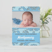 Weihnachten für Baby Boy Blue und Brown Einladung (Stehend Vorderseite)