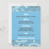 Weihnachten für Baby Boy Blue und Brown Einladung (Rückseite)