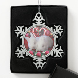 Weihnachten für Bunnies Schneeflocken Zinn-Ornament