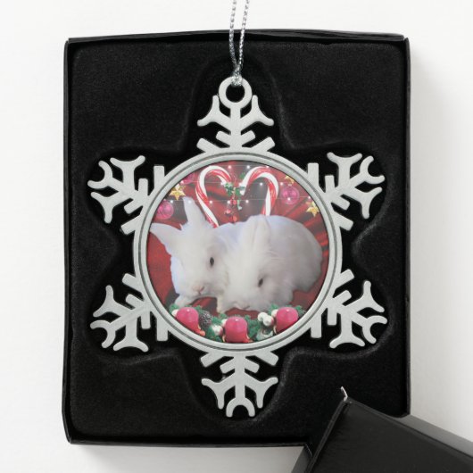 Weihnachten für Bunnies Schneeflocken Zinn-Ornament (Box)