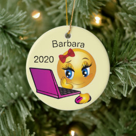 Weihnachten für Computermädchen Keramik Ornament