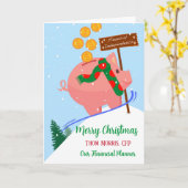 Weihnachten für den Finanzplaner Piggy Bank Karte (Gelbe Blume)