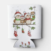 Weihnachten für Eule-Liebhaber niedliche Eule-Fami Dosenkühler (Rückseite)