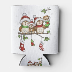 Weihnachten für Eulenliebhaber niedliche Euterfam Dosenkühler