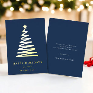 Weihnachten für Geschäftsleute Modern minimalblau Folien Feiertagskarte