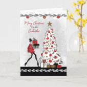 Weihnachten für Godmutter Stilvolle Dame Karte (Gelbe Blume)