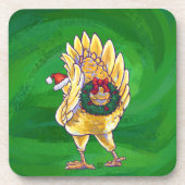 Weihnachten für Grüne Hühner Getränkeuntersetzer (Vorderseite)