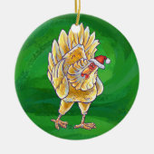 Weihnachten für Grüne Hühner Keramik Ornament (Vorne)