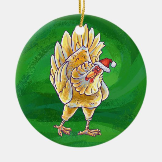 Weihnachten für Grüne Hühner Keramik Ornament (Vorne)