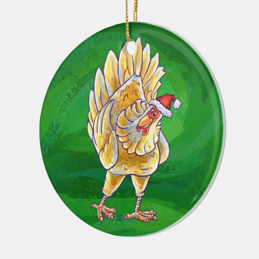 Weihnachten für Grüne Hühner Keramik Ornament (Links)