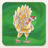 Weihnachten für Grüne Hühner Rechteckiger Pappuntersetzer (Vorderseite)