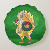 Weihnachten für Grüne Hühner Rundes Kissen (Rückseite)