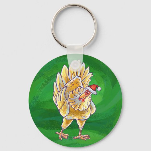 Weihnachten für Grüne Hühner Schlüsselanhänger (Vorderseite)