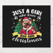 Weihnachten für Hunde - Nur ein Mädchen, das Liebe Schaumweinetikett (Einzelnes Label)