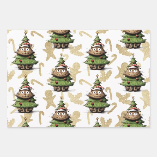 Weihnachten für Katzen Liebhaber Geschenkpapier Set (Vorderseite 3)