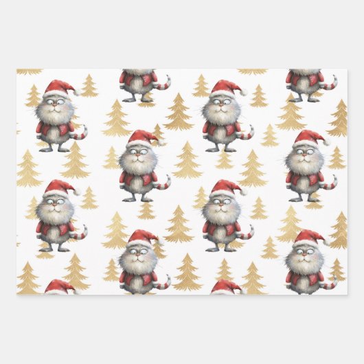 Weihnachten für Katzen Liebhaber Geschenkpapier Set (Vorderseite 2)