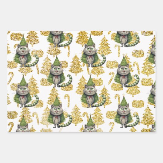 Weihnachten für Katzen Liebhaber Geschenkpapier Set (Vorderseite)
