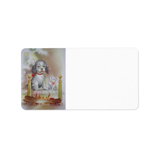 Weihnachten für Katzen und Hunde Adressaufkleber (Vorne)